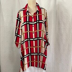 Melissa Paige Red and Tan Plaid Blouse